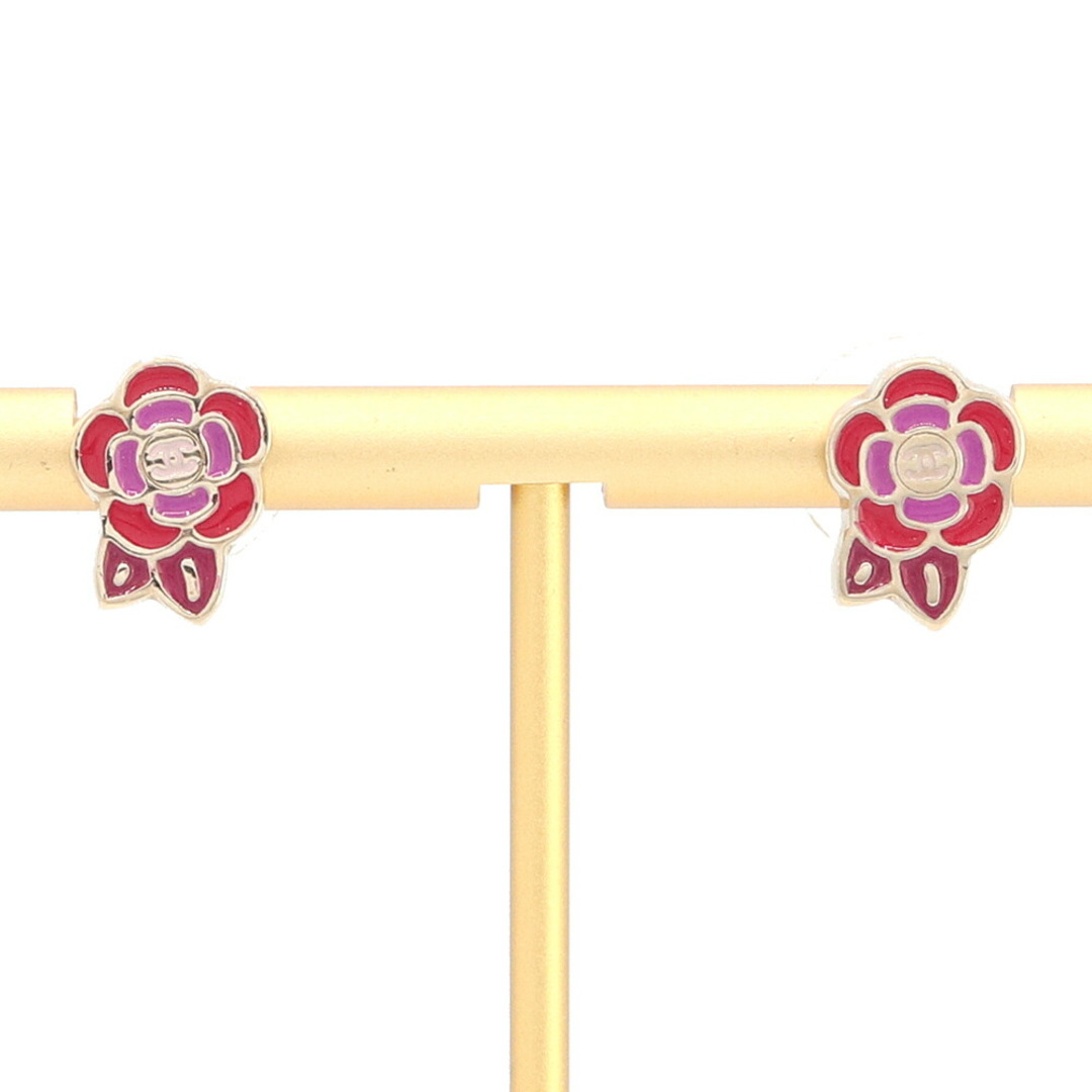 CHANEL - シャネル ピアス カメリア ココマーク シルバー レッド CHANEL - シャネル ピアス カメリア ココマーク シルバー レッド