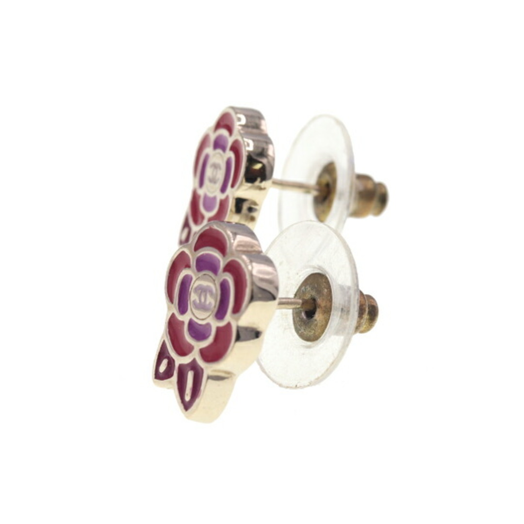 CHANEL - シャネル ピアス カメリア ココマーク シルバー レッド CHANEL - シャネル ピアス カメリア ココマーク シルバー レッド