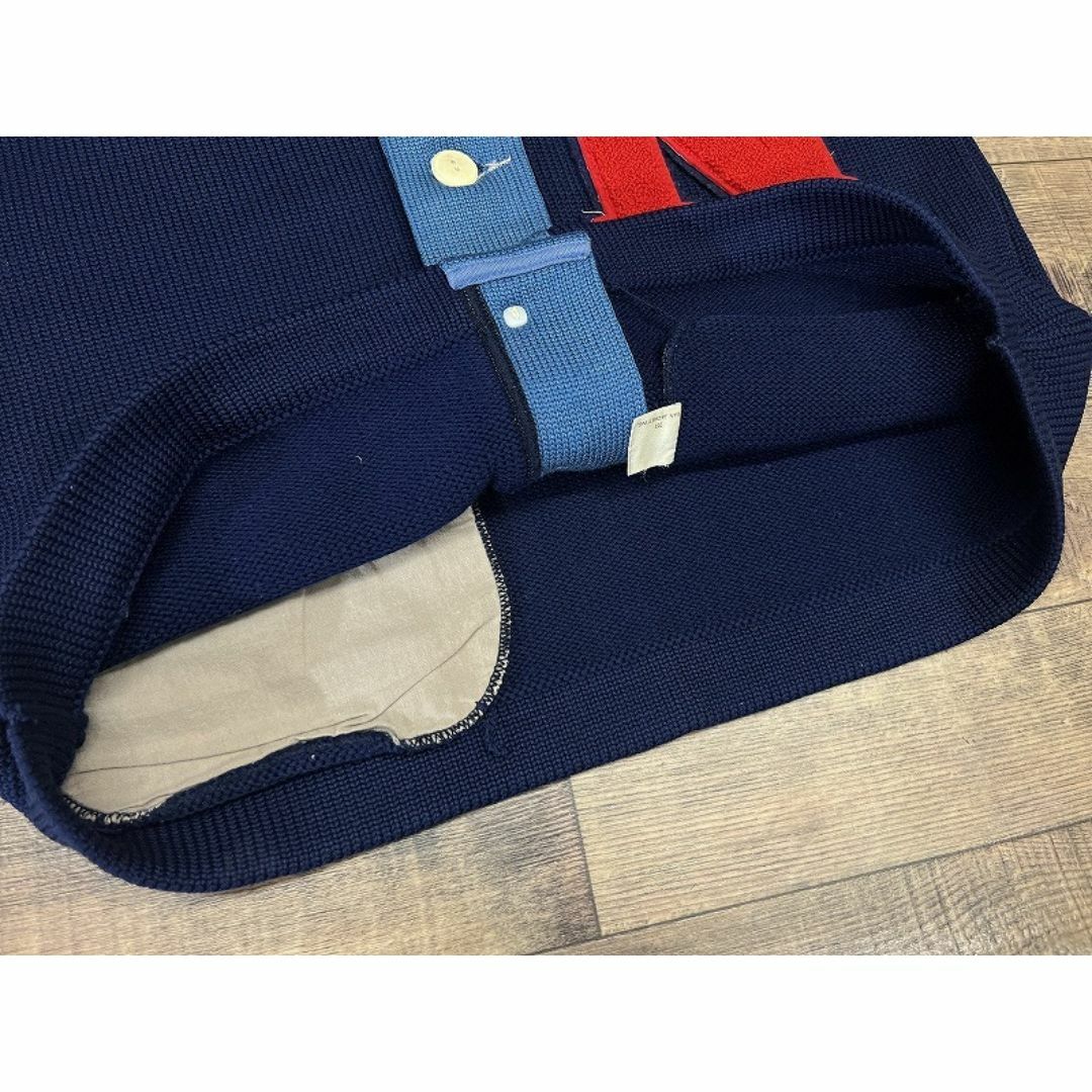 70s VAN JAC 刺繍 N 75 ワッペン レタード カーディガン 紺 L 70s VAN JAC 刺繍 N 75 ワッペン レタード カーディガン 紺 L
