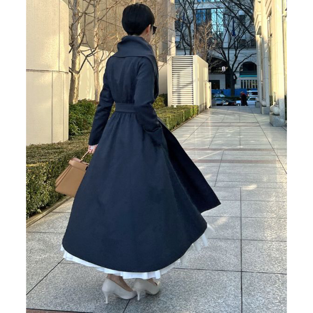 美品♡JENNE ジェンヌ ショール風オードリーコート ネイビー M