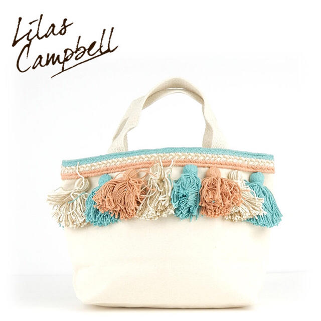 Lilas Campbell(リラキャンベル)の残り僅か☆リラキャンベル トート バッグ canvas tassel サックス レディースのバッグ(トートバッグ)の商品写真