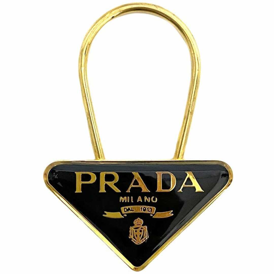PRADA - プラダ キーリング ゴールド ブラック 美品 GP 中古 PRADA - プラダ キーリング ゴールド ブラック 美品 GP 中古