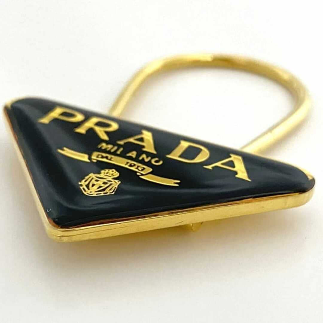 PRADA - プラダ キーリング ゴールド ブラック 美品 GP 中古 PRADA - プラダ キーリング ゴールド ブラック 美品 GP 中古