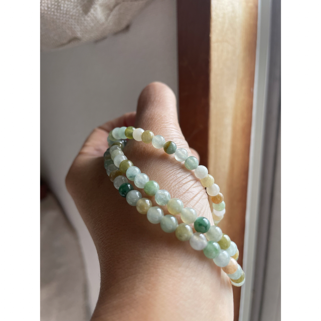 本翡翠 氷種 多彩的 ブレスレット ネックレス 3連 5mm アクセサリー 本翡翠 氷種 多彩的 ブレスレット ネックレス 3連 5mm アクセサリー