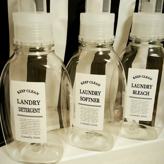 【Msize】耐水&油面対応ランドリーラベルシール♥３枚セット　柔軟剤 ハンドメイドの生活雑貨(その他)の商品写真