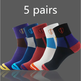 メンズトレンディなカラーブロッククルーソックス ２５－２８ｃｍ ５足(ソックス)