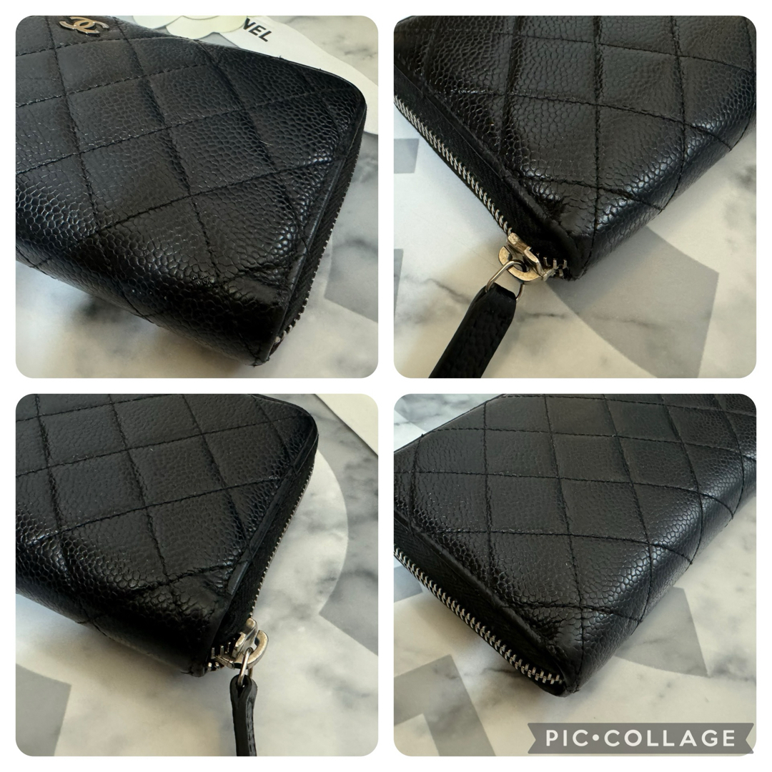 CHANEL - CHANEL 長財布 マトラッセ キャビアスキン 黒 ラウンド CHANEL - CHANEL 長財布 マトラッセ キャビアスキン 黒 ラウンド