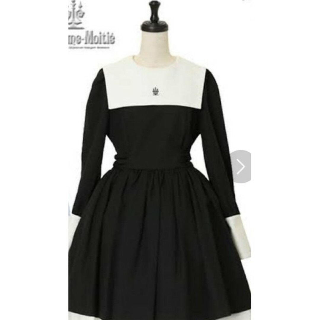 Moi-même-moitié 修道女ミニワンピース(黒×白)9号 Moi-même-moitié 修道女ミニワンピース(黒×白)9号