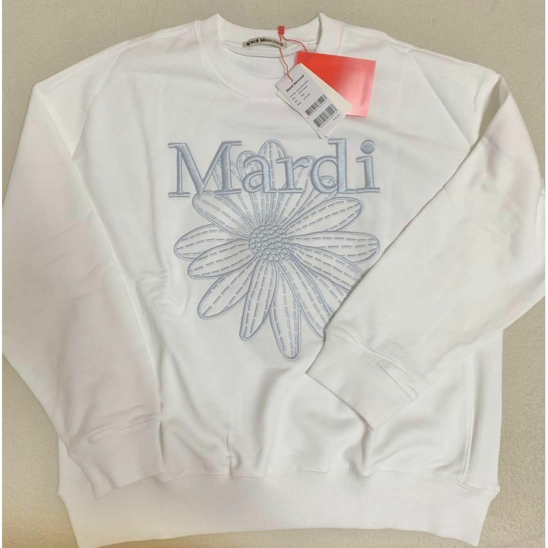 mardi mercredi トレーナー ホワイト×シルバー 刺繍 mardi mercredi トレーナー ホワイト×シルバー 刺繍