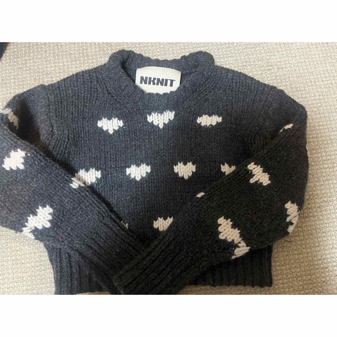ZARA - NKNIT ンニット pattern knit ハートニット キッズ 130の ZARA - NKNIT ンニット pattern knit ハートニット キッズ 130の