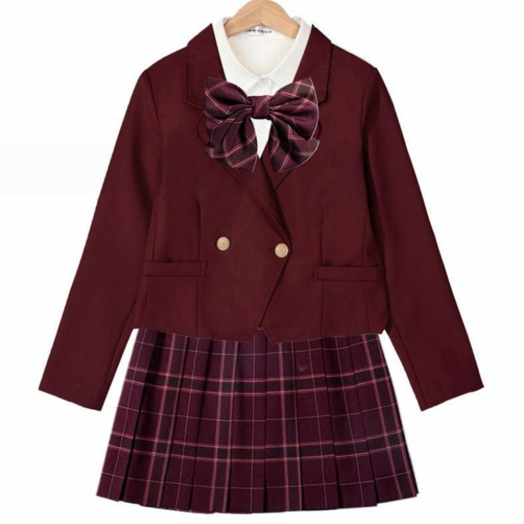 XSサイズ 女子高生 コスプレ 制服セット JK ボルドー 赤 XSサイズ 女子高生 コスプレ 制服セット JK ボルドー 赤