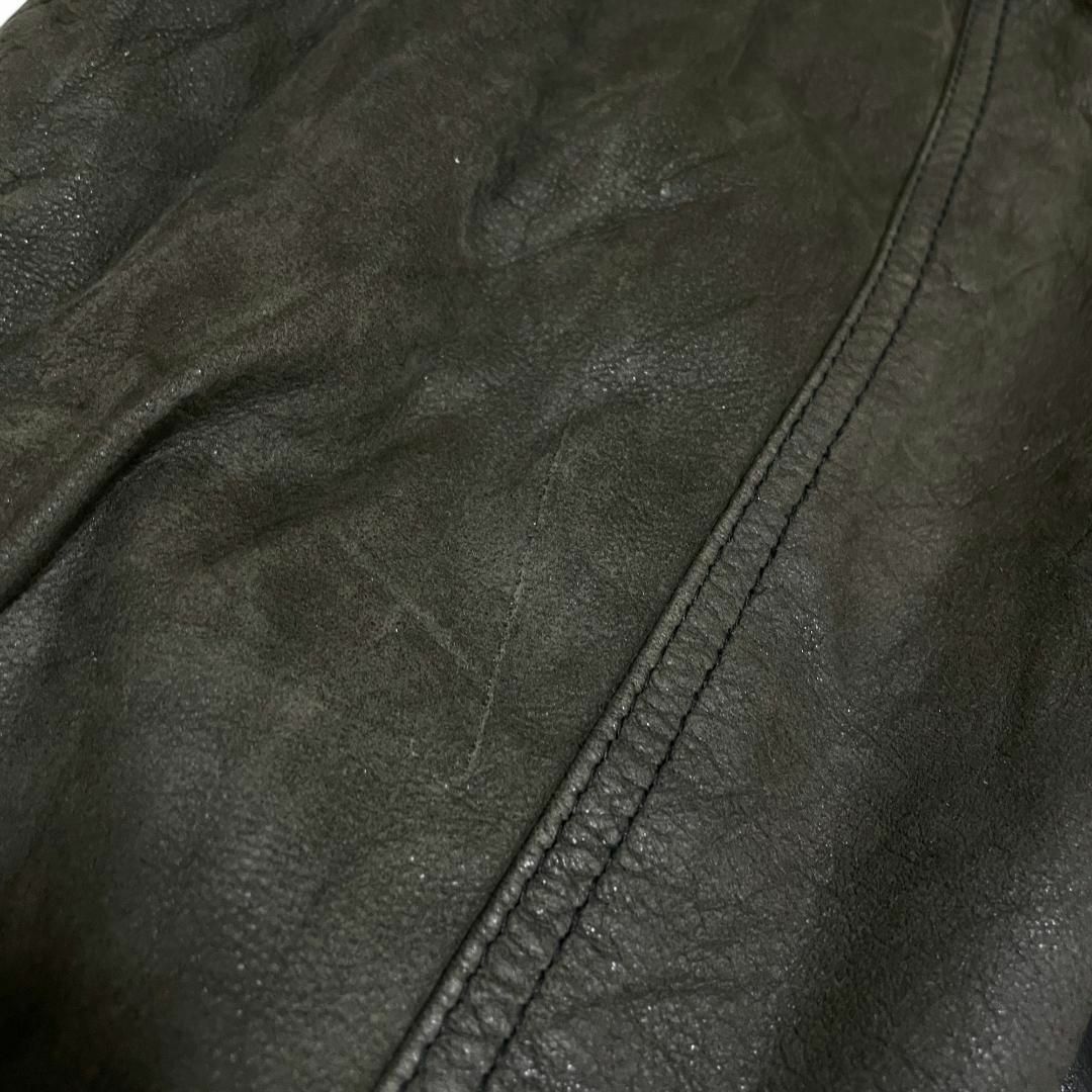 ART VINTAGE - 2トーンカラーレザージャケット黒ブラック緑 ART VINTAGE - 2トーンカラーレザージャケット黒ブラック緑