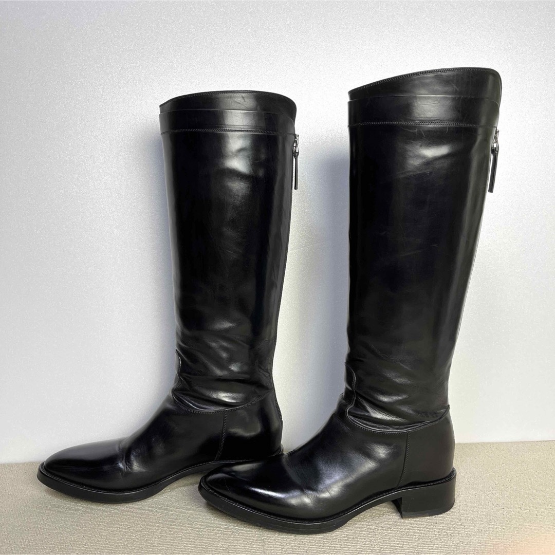 37 SARTORE バックジップ ロングブーツ 黒 サルトル 24 37 SARTORE バックジップ ロングブーツ 黒 サルトル 24