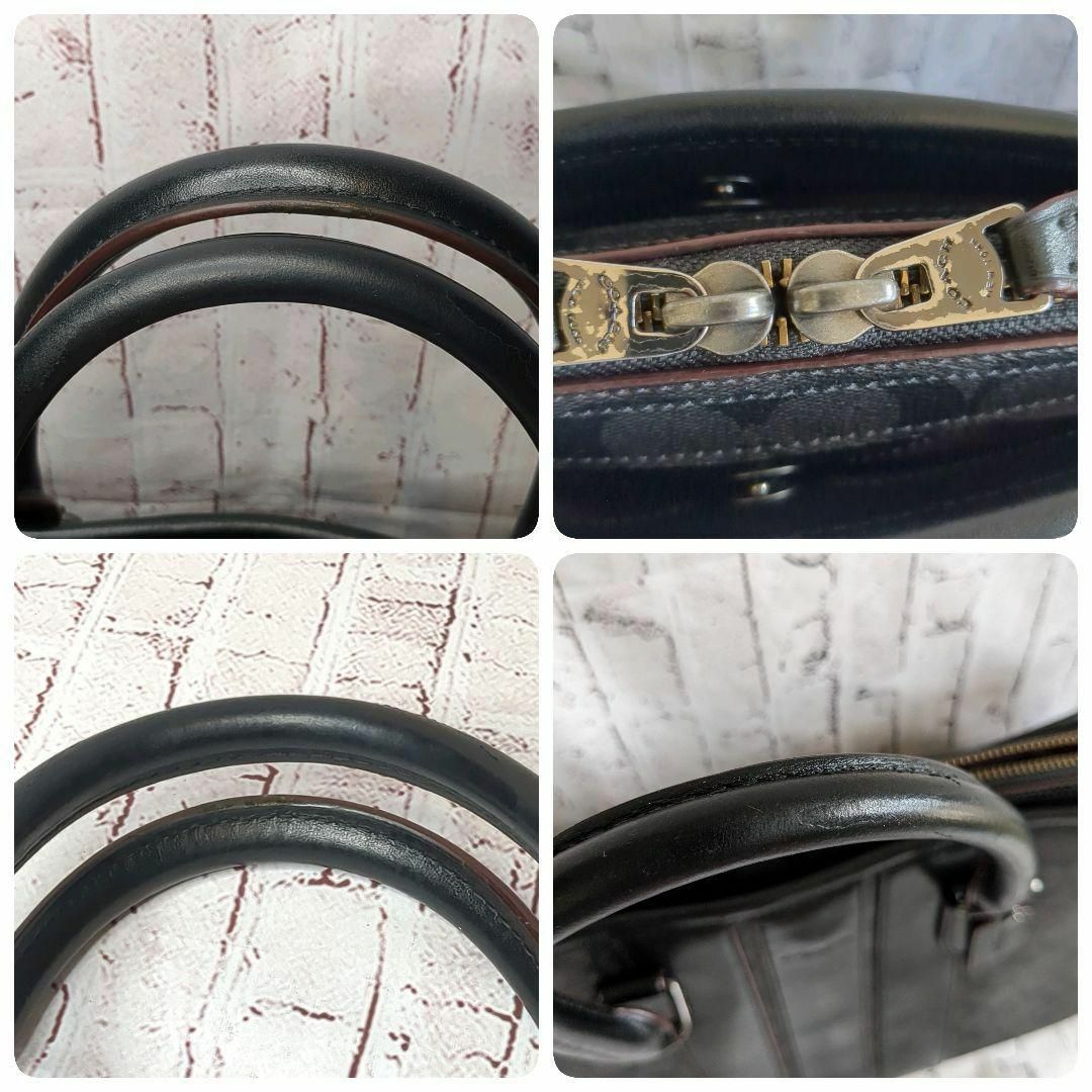 美品】コーチ 2way ビジネスバッグ PVC・レザー シグネチャー/黒 美品】コーチ 2way ビジネスバッグ PVC・レザー シグネチャー/黒