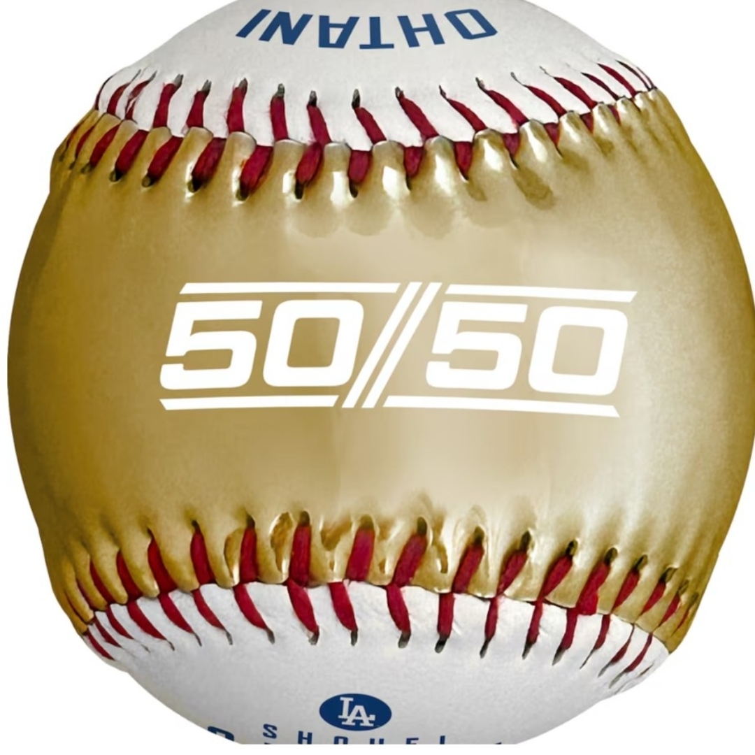 限定品 大谷翔平 ドジャース MLB公式 50/50 プリントサインボール 限定品 大谷翔平 ドジャース MLB公式 50/50 プリントサインボール