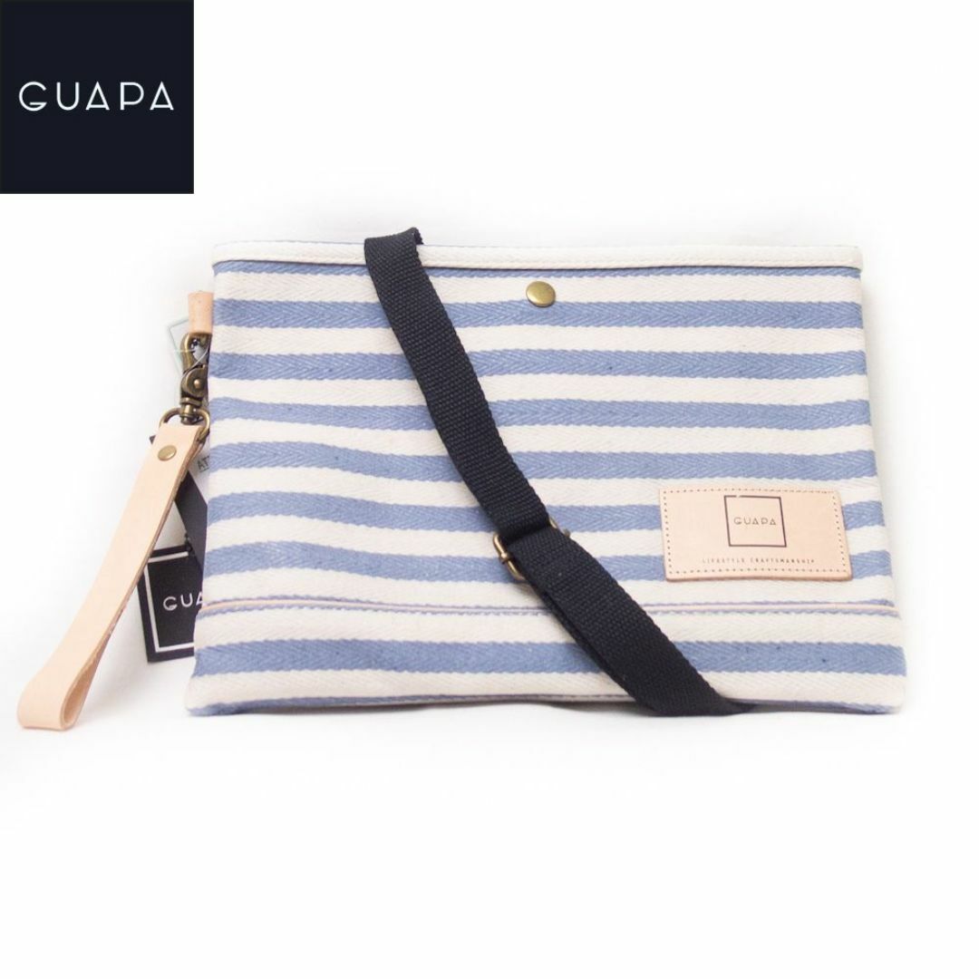 GUAPA - 新品 GUAPA バッグ ボーダーサコッシュ ショルダーバッグ ブルー