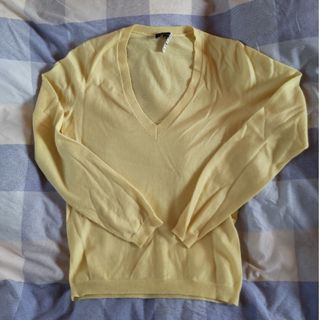 更にお値下 セオリー カシミア100% Vネックセーター 黄色