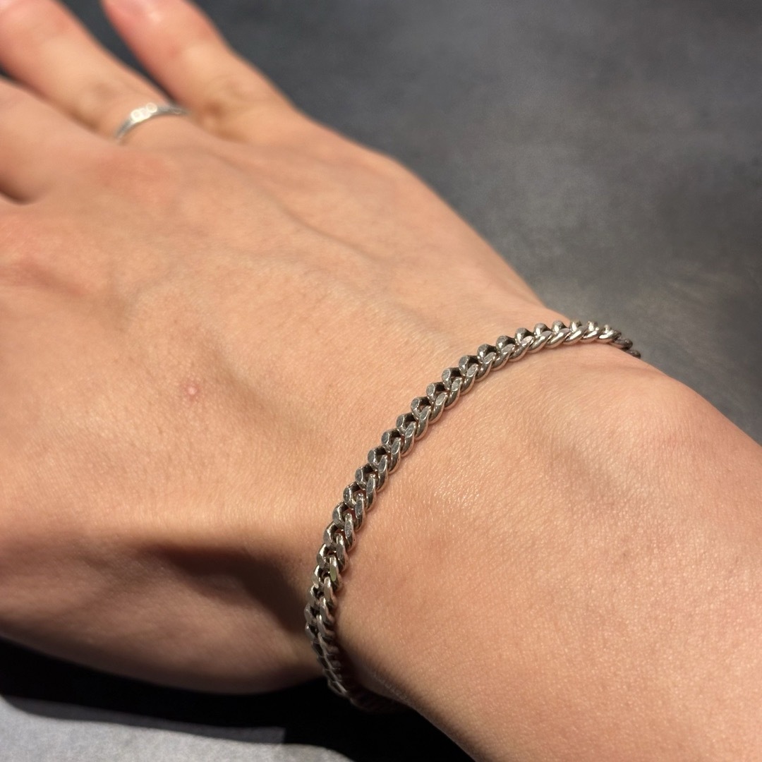 最新コレックション SILVER925 FLAT BRACELET/シルバー CHAIN LINK アクセサリー