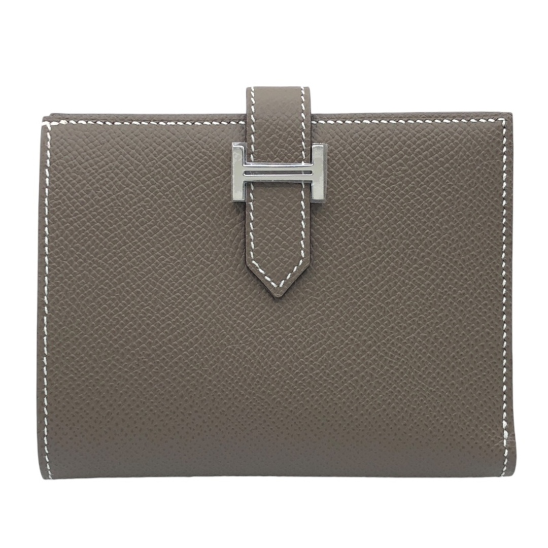 HERMES - 　エルメス HERMES ベアンコンパクト B刻 エトゥープ　シルバー金具 エプソン レディース 二つ折り財布