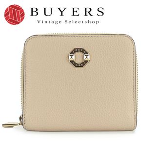 FURLA - 【中古】 フルラ 二つ折り財布 レザー メタル ベージュ ゴールド金具 スタッズ コンパクト ラウンドファスナー レディース 女性 Furla