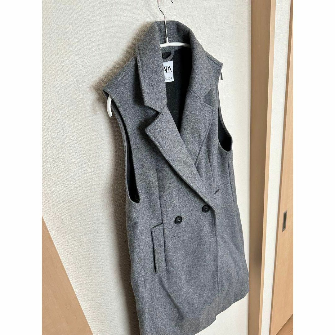 【ZARA】ツイードロングジレ ダブルボタン 黒 XS ZARA】ツイードロングジレ ダブルボタン 黒 XS