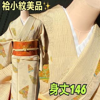 セミアンティーク小紋美品!陶器のカケラを模した陶片文様に千筋 セミアンティーク小紋美品!陶器のカケラを模した陶片文様に千筋