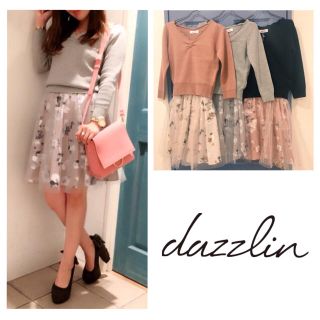 ダズリン(dazzlin)のdazzlin♡ニットコンビ花柄チュールワンピース(ひざ丈ワンピース)