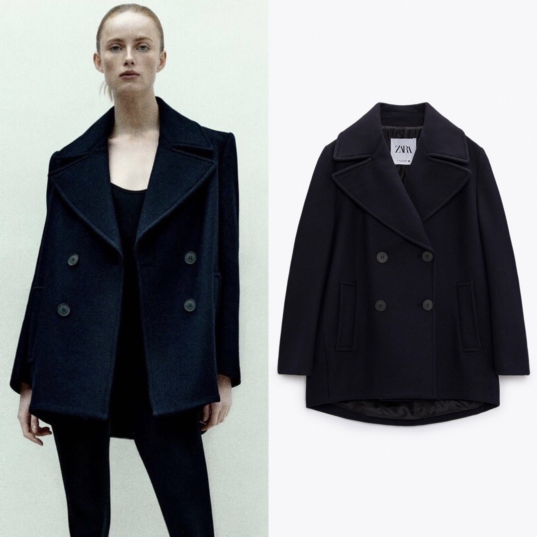 ZARA - 新品 ZARA ウール混紡ダブルブレスト仕様コート Lサイズ ZARA - 新品 ZARA ウール混紡ダブルブレスト仕様コート Lサイズ