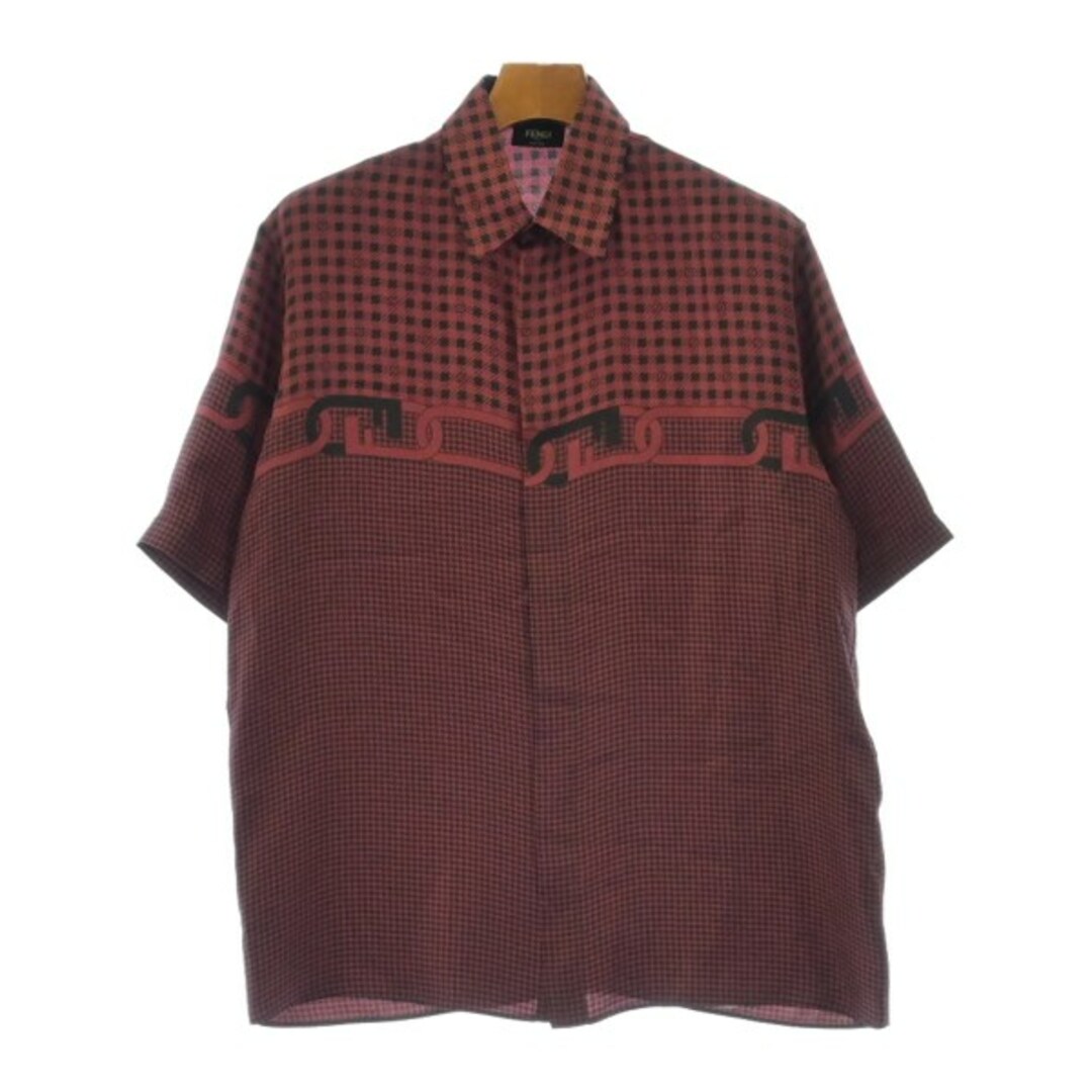 FENDI - FENDI フェンディ カジュアルシャツ 38(S位) 赤x黒(総柄 FENDI - FENDI フェンディ カジュアルシャツ 38(S位) 赤x黒(総柄