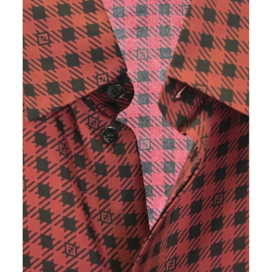 FENDI - FENDI フェンディ カジュアルシャツ 38(S位) 赤x黒(総柄 FENDI - FENDI フェンディ カジュアルシャツ 38(S位) 赤x黒(総柄