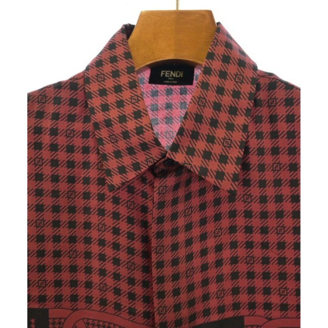 FENDI - FENDI フェンディ カジュアルシャツ 38(S位) 赤x黒(総柄 FENDI - FENDI フェンディ カジュアルシャツ 38(S位) 赤x黒(総柄