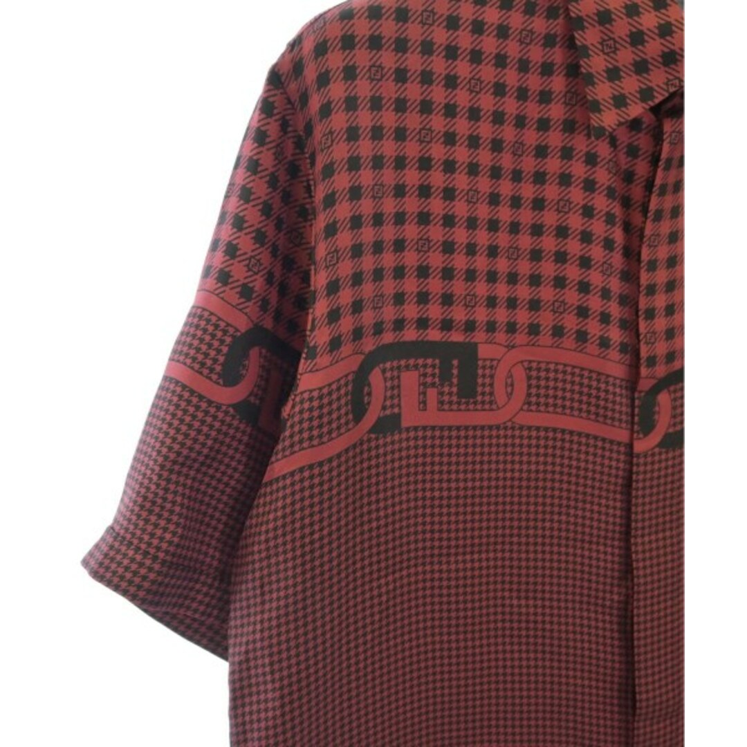 FENDI - FENDI フェンディ カジュアルシャツ 38(S位) 赤x黒(総柄 FENDI - FENDI フェンディ カジュアルシャツ 38(S位) 赤x黒(総柄