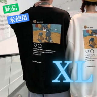 韓国 トムとジェリー Instagram スウェット トレーナー 黒 長袖(スウェット)