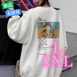 韓国 秋冬 トムとジェリー Instagram スウェット トレーナー 白 長袖(トレーナー/スウェット)