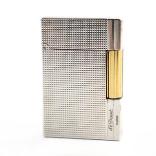 デュポン(DUPONT)の外装美品○Dupont デュポン ギャッツビー マイクロダイヤモンドヘッド コンビ スクエアフォルム ローラー式 喫煙グッズ ガスライター シルバー ゴールド フランス製 メンズ レディース 着火不可(タバコグッズ)