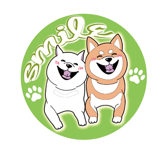 柴犬 白柴 茶柴 スマイル ステッカー smile 笑顔 黄緑 カーステッカー(犬)