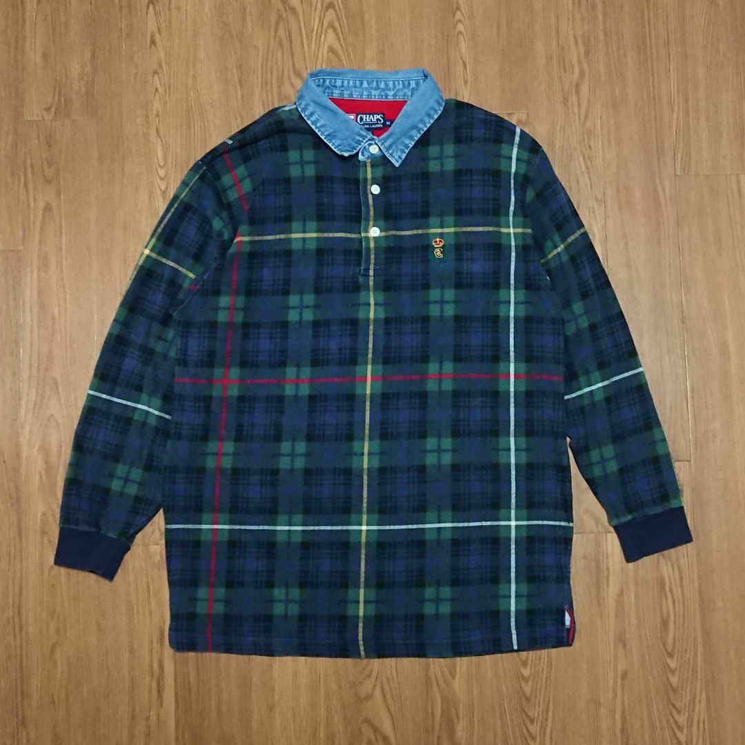 Ralph Lauren - CHAPS Ralph Lauren 襟デニム ラガーシャツ Ralph Lauren - CHAPS Ralph Lauren 襟デニム ラガーシャツ