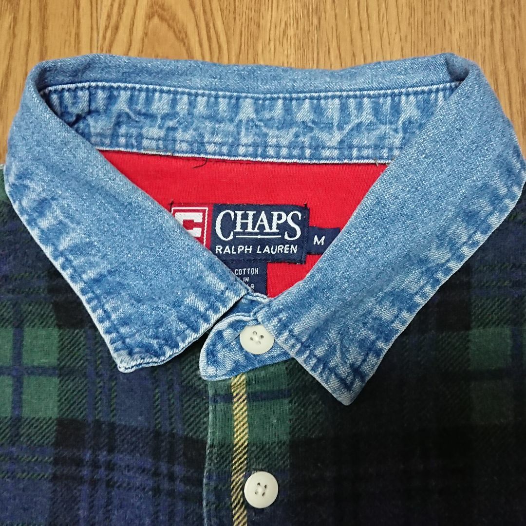 Ralph Lauren - CHAPS Ralph Lauren 襟デニム ラガーシャツ Ralph Lauren - CHAPS Ralph Lauren 襟デニム ラガーシャツ