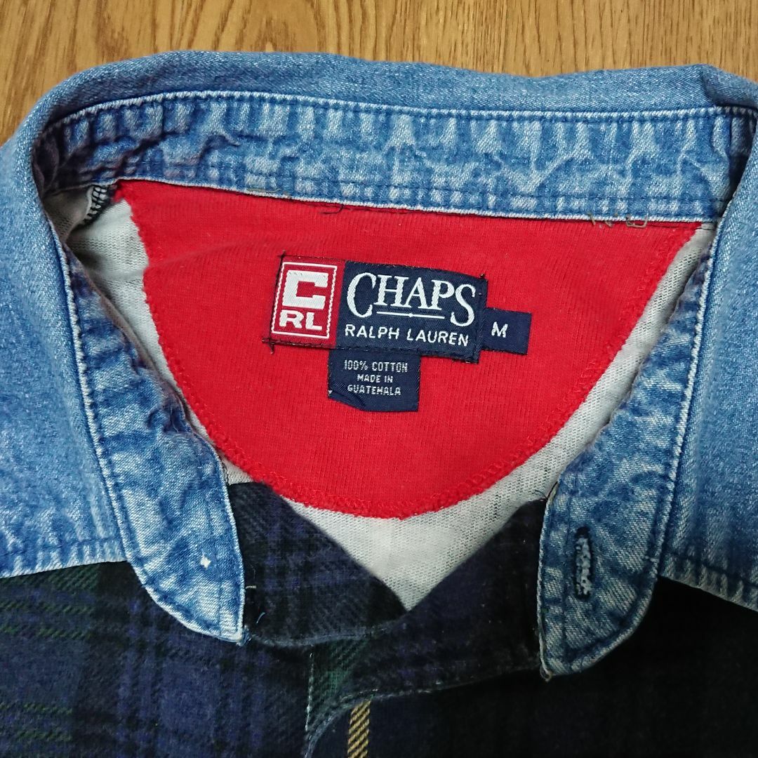 Ralph Lauren - CHAPS Ralph Lauren 襟デニム ラガーシャツ Ralph Lauren - CHAPS Ralph Lauren 襟デニム ラガーシャツ