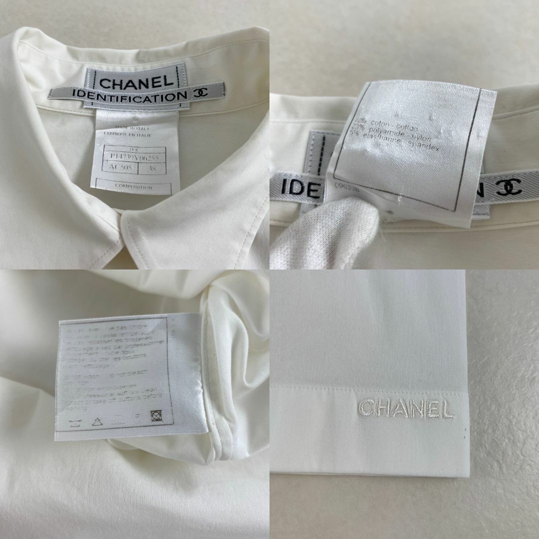 シャネル ブラウス CHANEL シャツ シェルボタン 刺しゅうロゴ シャネル ブラウス CHANEL シャツ シェルボタン 刺しゅうロゴ
