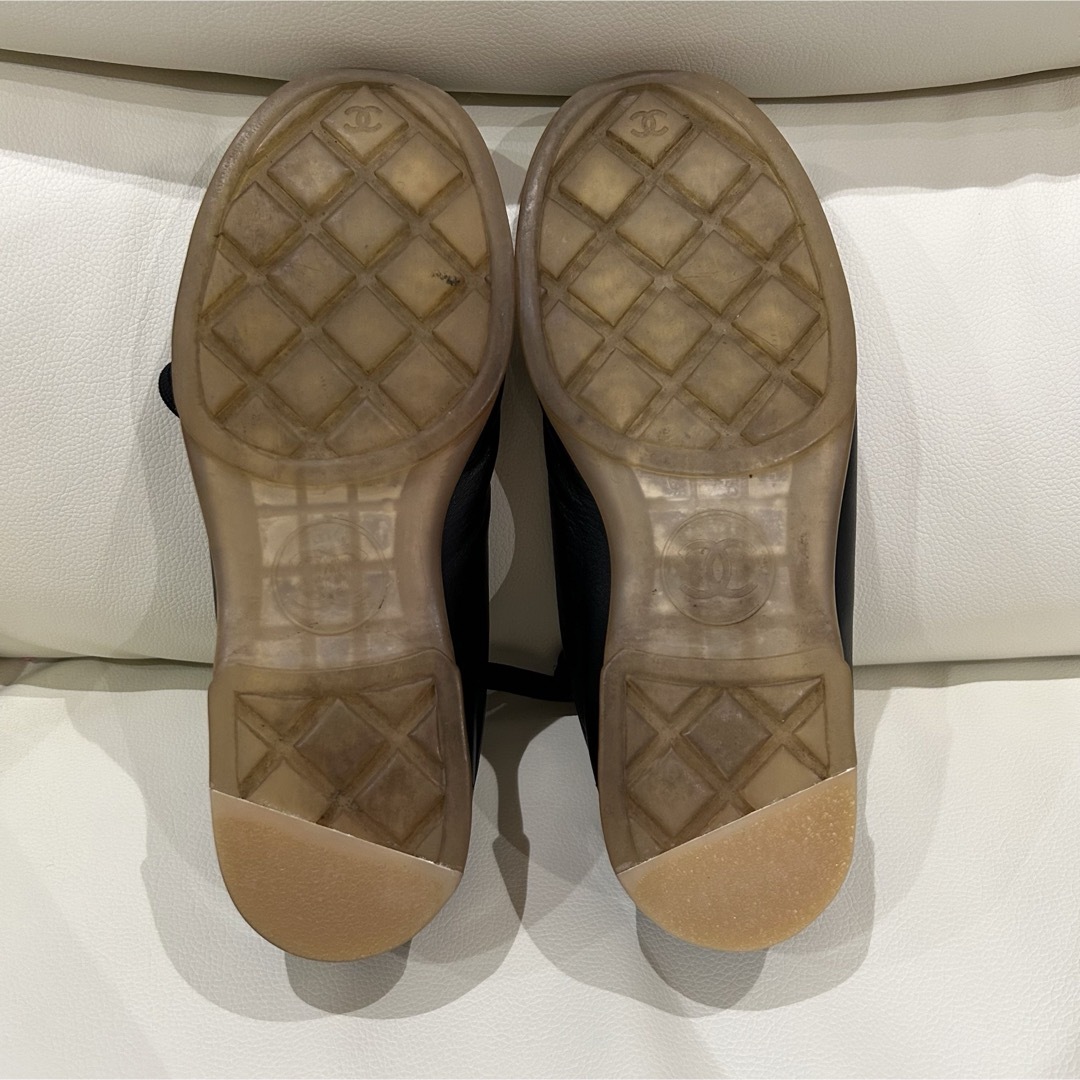 CHANEL - CHANEL 希少 レザー 黒 スニーカー 37.5 24cm CHANEL - CHANEL 希少 レザー 黒 スニーカー 37.5 24cm