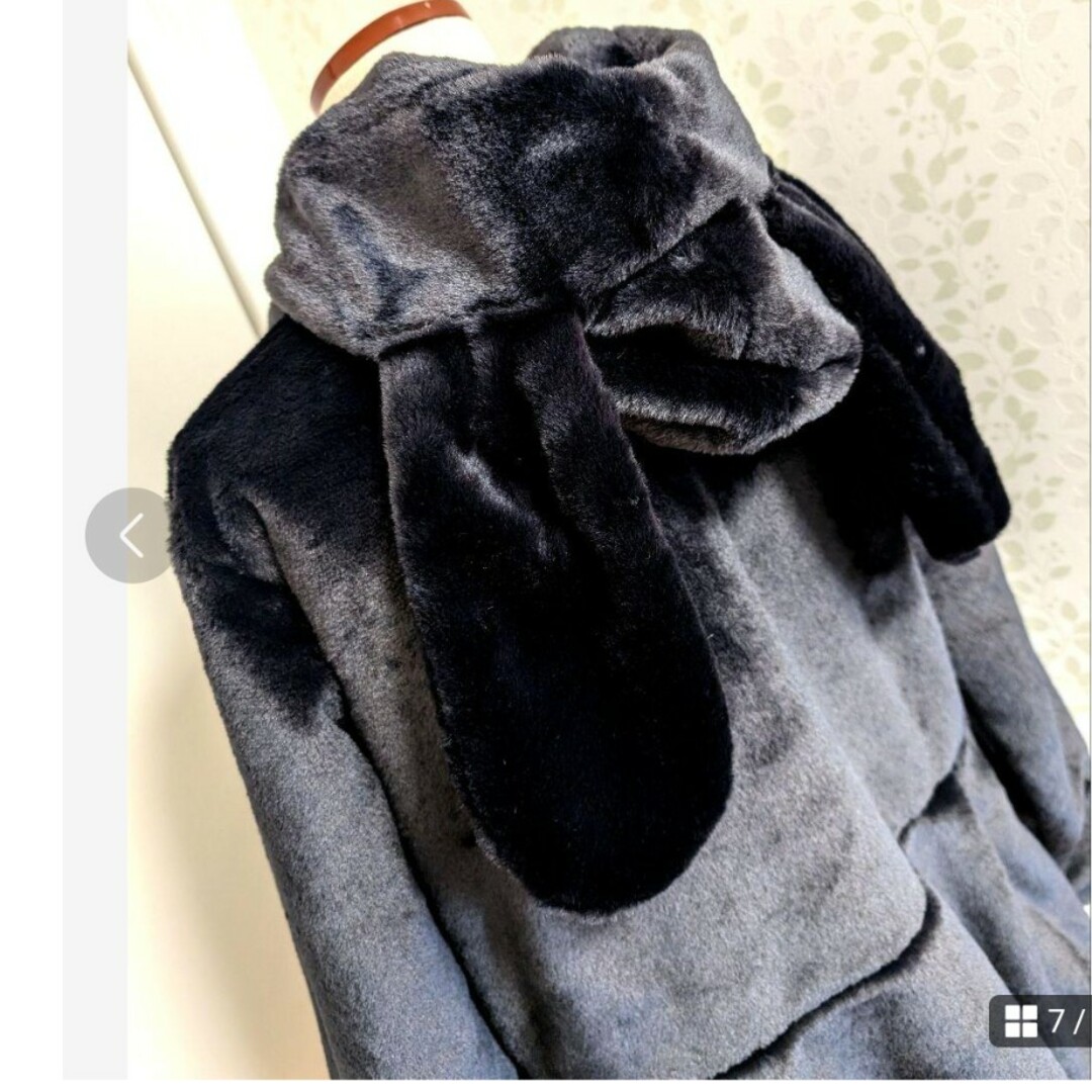 うさ耳ファーコートパーカーブルゾン黒量産型地雷系ゴスロリ うさ耳ファーコートパーカーブルゾン黒量産型地雷系ゴスロリ