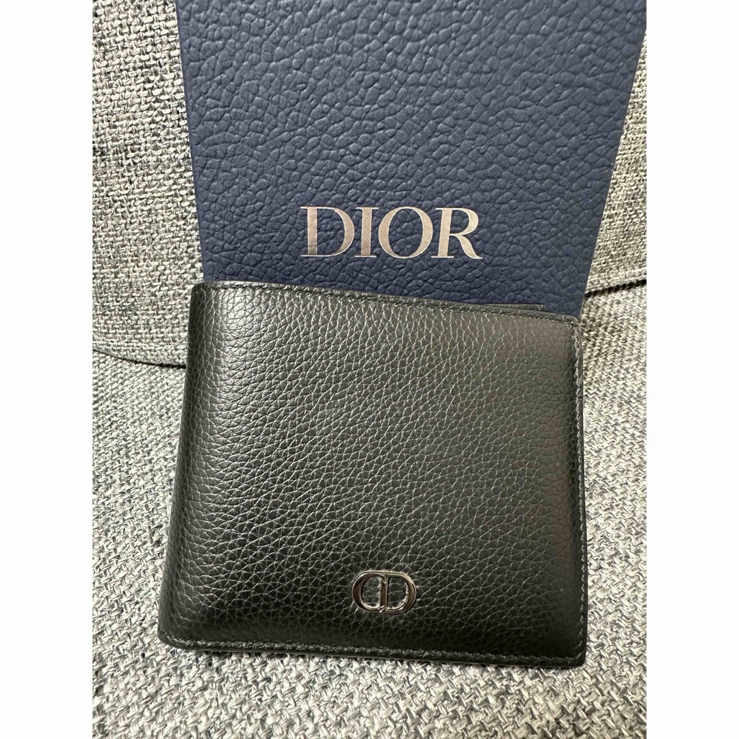 CD Icon コインケース付きウォレット Dior 二つ折り財布 黒 レザー CD Icon コインケース付きウォレット Dior 二つ折り財布 黒 レザー