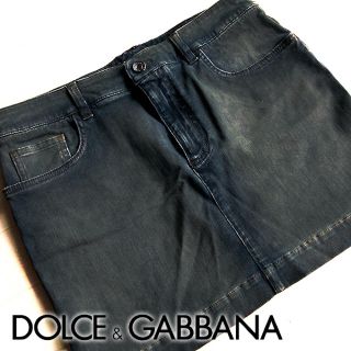 ドルチェアンドガッバーナ(DOLCE&GABBANA)の美品 42 ドルチェ&ガッバーナ デニムミニスカート(ミニスカート)