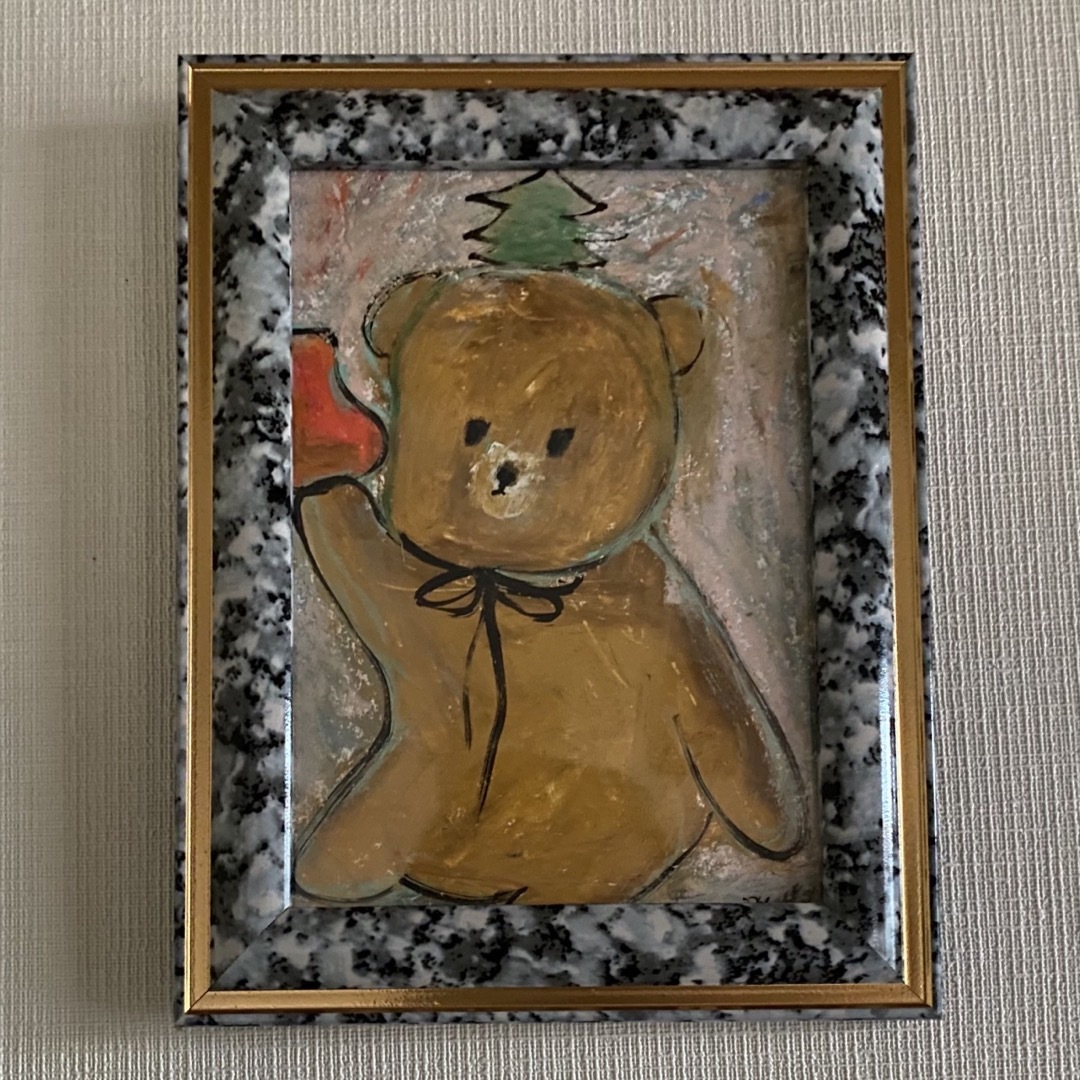 絵画。原画【クリスマスを迎えて可愛い熊ちゃん】