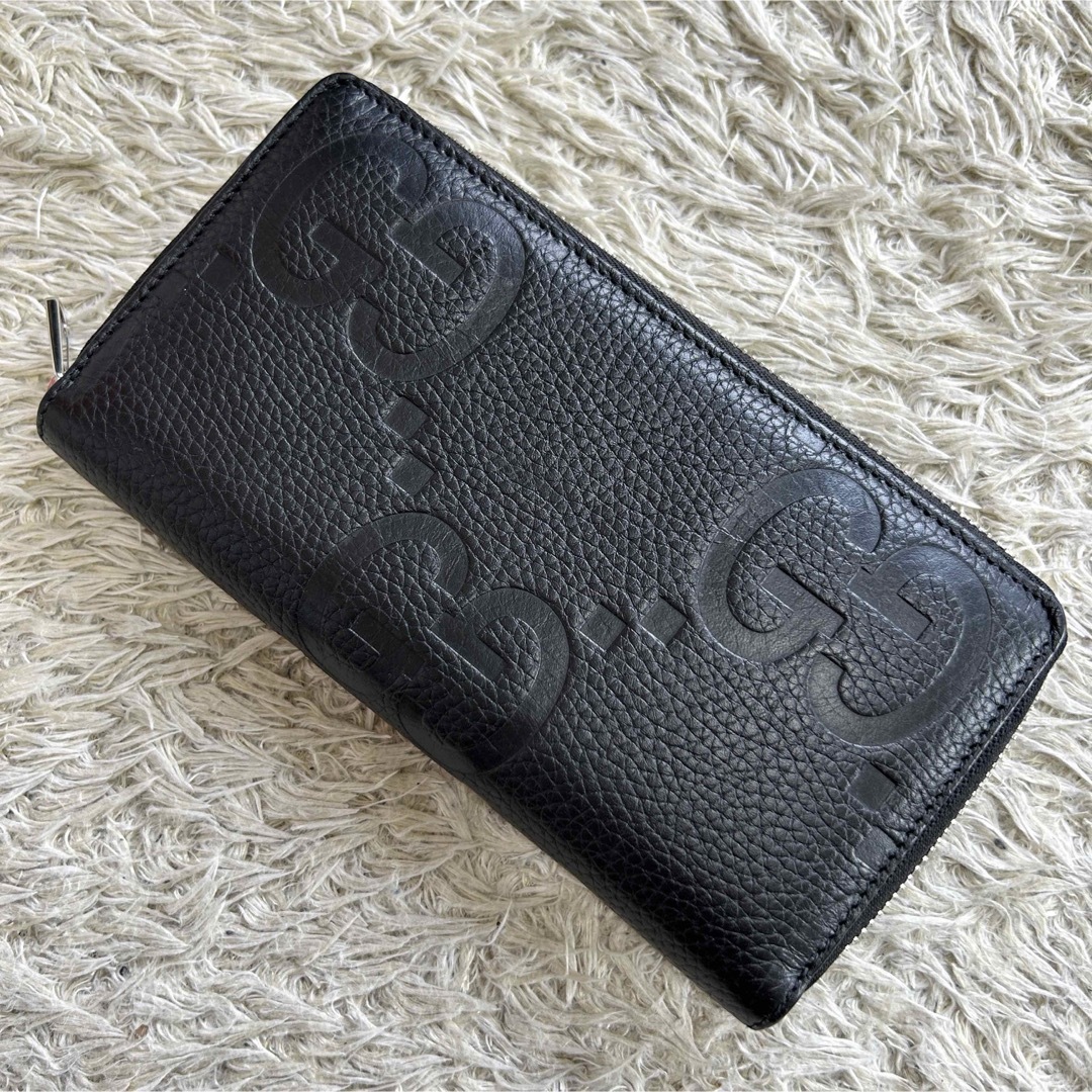 美品】現行 グッチ ジャンボGG ジップアラウンド 長財布 レザー 美品】現行 グッチ ジャンボGG ジップアラウンド 長財布 レザー
