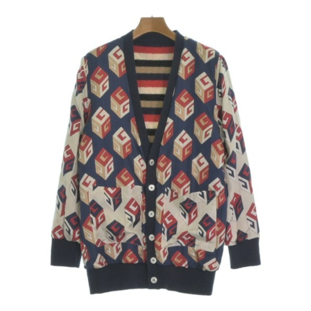 GUCCI - GUCCI グッチ カーディガン XS 紺xベージュx赤等 GUCCI - GUCCI グッチ カーディガン XS 紺xベージュx赤等