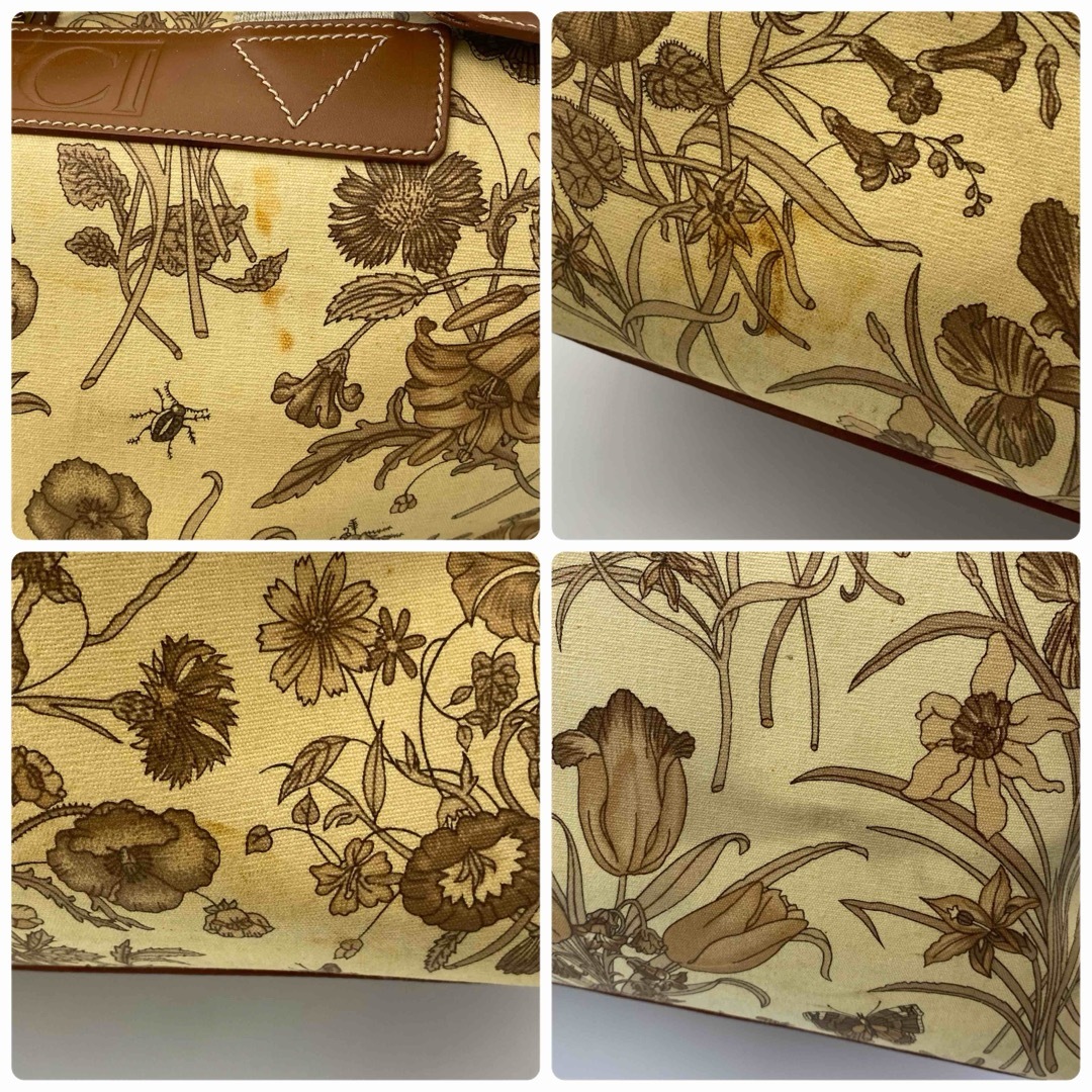 GUCCI ボストンバッグ 花柄 レディロック PVC×レザー ゴールド GUCCI ボストンバッグ 花柄 レディロック PVC×レザー ゴールド