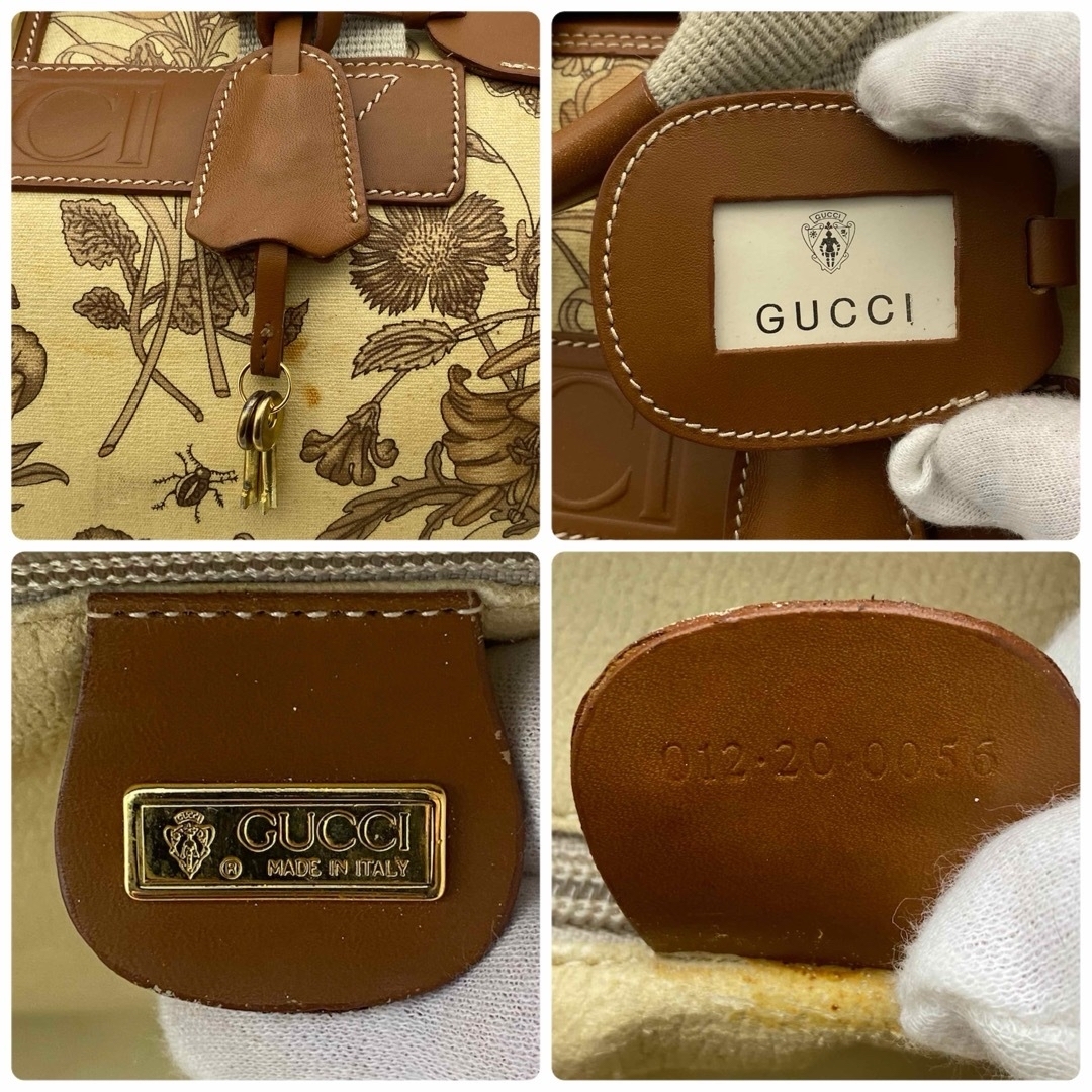 GUCCI ボストンバッグ 花柄 レディロック PVC×レザー ゴールド GUCCI ボストンバッグ 花柄 レディロック PVC×レザー ゴールド