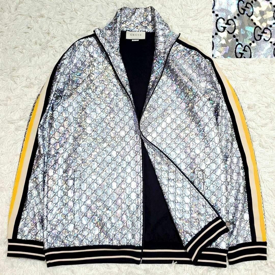 GUCCI - 極美品 L グッチ GG トラック ジャケット シルバー GUCCI - 極美品 L グッチ GG トラック ジャケット シルバー